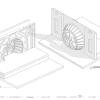 Technical drawings illustrating the production and construction of the installation. A focus on CNC machined "layers" pieced together on site.